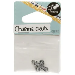Gifi Accessoire bijou charms Croix métal + pierre