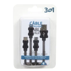 Adaptateur métal USB 3 en 1 USB-C - micro USB - Lightning*Gifi