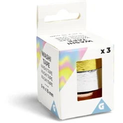 Adhésif washi tape doré argenté rose gold 5m x3*Gifi Outlet
