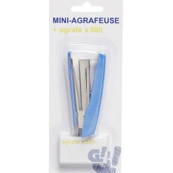 Agrafeuse mini avec agrafes x500 en 2 couleurs, rouge ou bleu*Gifi