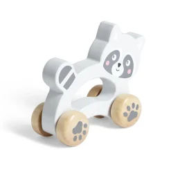 Gifi Eveil<Animal à roulettes raton laveur en bois gris H12cm