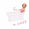 Gifi Jeux D'Imagination Et D'Imitation<Baignoire poupée avec accessoires blanc et rose
