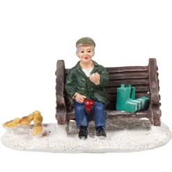 Gifi Banc personnage et oiseaux village de Noël