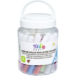 Baril Créatif tubes de colle pailletée colorée 30 pièces*Gifi Discount