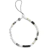 Bijou de téléphone perles doré blanc noir L17cm*Gifi Online