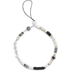Bijou de téléphone perles doré blanc noir L17cm*Gifi Online