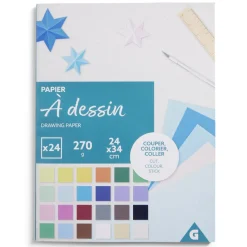 Bloc de 24 feuilles à dessin 24x34cm papier multicolore 270g*Gifi