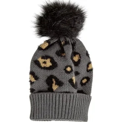 Discount Gifi Bonnet Leopard Pompon en Acrylique