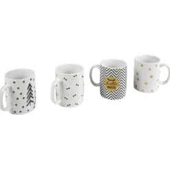 Boîte cadeau avec 4 tasses à café noir blanc doré*Gifi Online