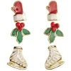 Discount Gifi Boucle d'oreille Noël x3 houx - patin - moufle