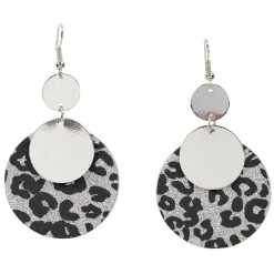 Gifi Boucles d'oreilles double disque léopard pailleté
