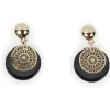 Online Gifi Boucles d'oreilles double disque noir + filigrane doré