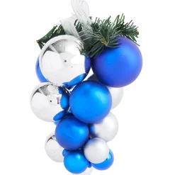 Gifi Boule de Noël bleue argentée grappe