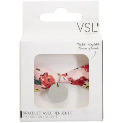 Best Gifi Bracelet ajustable en tissu motif floral avec pendentif Love L19cm