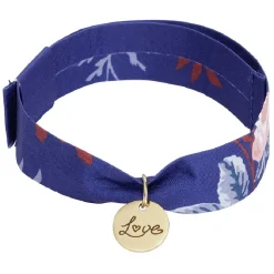 Best Gifi Bracelet ajustable en tissu motif floral avec pendentif Love L19cm