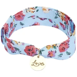 Best Gifi Bracelet ajustable en tissu motif floral avec pendentif Love L19cm