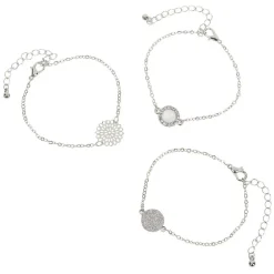 Gifi Bracelet chaîne avec médaillon gris argenté x3