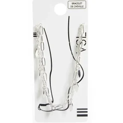 Sale Gifi Bracelet chaîne de cheville 2 rangs maille simple et plumes argenté