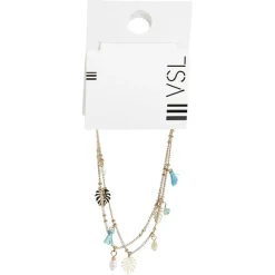 Discount Gifi Bracelet chaîne 2 rangs doré avec pampilles pompons perles assortis