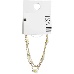 Discount Gifi Bracelet chaîne 3 rangs doré et fleurs blanches