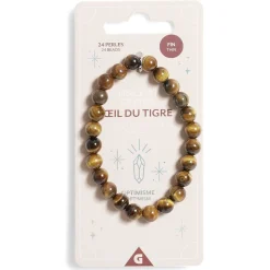 Best Gifi Bracelet crystal large 26 perles oeil du tigre marron - Optimisme