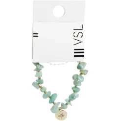 Hot Gifi Bracelet pierres vertes imitation avec pampille doré