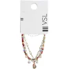 Discount Gifi Bracelet 3 rangs chaîne dorée coquillage pampilles et perles muticolores