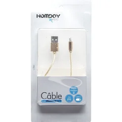Cable chargeur doré en métal pour Iphone*Gifi Discount