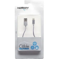 Cable chargeur gris en métal pour Iphone*Gifi Online
