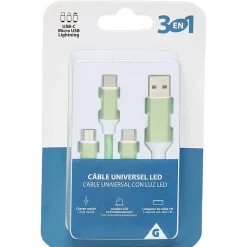 Cable LED 3 EN 1 universel*Gifi Online