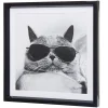 Gifi Cadre déco chat à lunettes noires