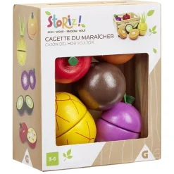 Gifi Jeux D'Imagination Et D'Imitation<Cagette du Maraîcher fruits et légumes bois 7 pièces