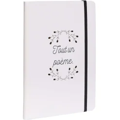 Cahier élastique latéral inscription Tout un poème A5 blanc 160 pages*Gifi Outlet