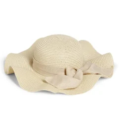 Clearance Gifi Capeline ondulée beige ruban floral papier Ø40cm