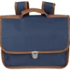 Outlet Gifi Cartable maternelle bleu foncé avec liseré marron