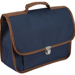 Outlet Gifi Cartable maternelle bleu foncé avec liseré marron