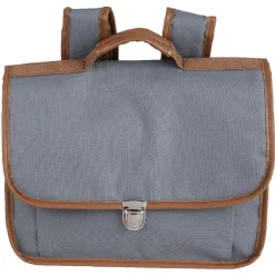 New Gifi Cartable maternelle gris avec liseré marron