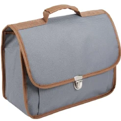 New Gifi Cartable maternelle gris avec liseré marron