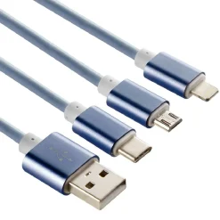 Câble USB 3 en 1 avec connecteurs USB-C/micro USB/Lightning*Gifi