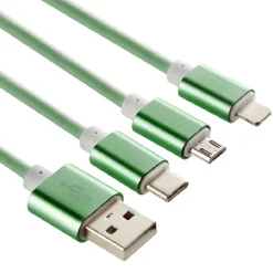 Câble USB 3 en 1 avec connecteurs USB-C/micro USB/Lightning*Gifi