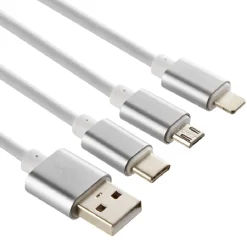 Câble USB 3 en 1 avec connecteurs USB-C/micro USB/Lightning*Gifi