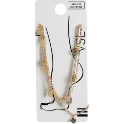 Outlet Gifi Chaîne de cheville 3 rangs pampilles filigrane doré perles multicolores