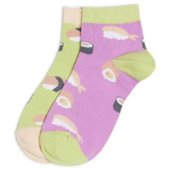 Best Gifi Chaussettes basses dépareillées motif sushi violet/vert - T36/40