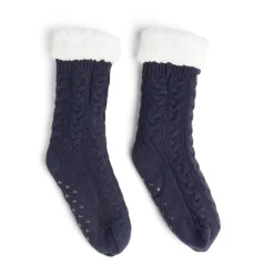 Clearance Gifi Chaussettes d'intérieur doublées peluche bleu marine TU