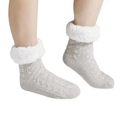 Discount Gifi Chaussettes d'intérieur doublées peluche gris TU