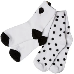 Hot Gifi Chaussettes fantaisie motif chat et pois noir x2