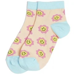 Hot Gifi Chaussettes originales basses motif smiley rose/bleu - T36/40