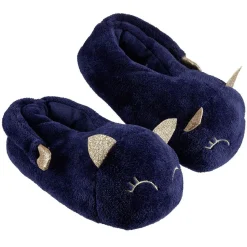 Discount Gifi Chaussons adulte design chat bleu et doré