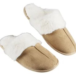 Clearance Gifi Chaussons adulte fourrés marron et blanc