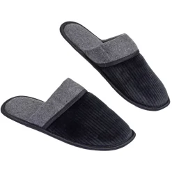 Hot Gifi Chaussons adulte fourrés noir et gris